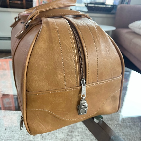 Vintage Samsonite Tan Leather Duffel Business Casual Travel Bag - Picture 5 of 13